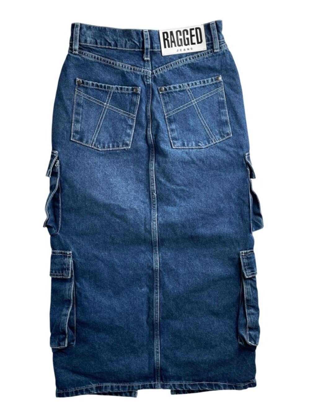 The Ragged Priest Combat Soda Skirt Cargo Blue Demin SZ 26 Y2K Grunge Babe - Picture 11 of 12
